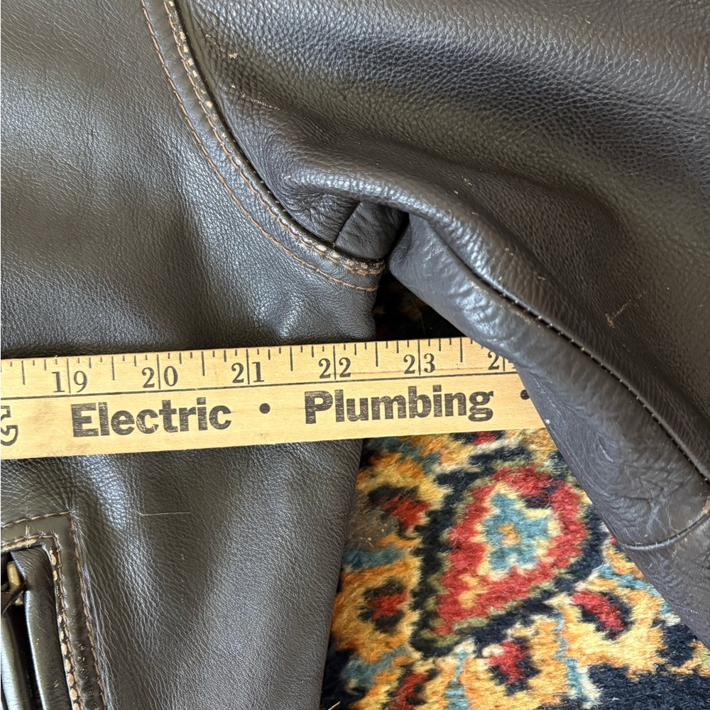 Vintage Brown Bomber Motto Leather Jacket Express Large Distressed Finish 90s. - Picture 8 of 16